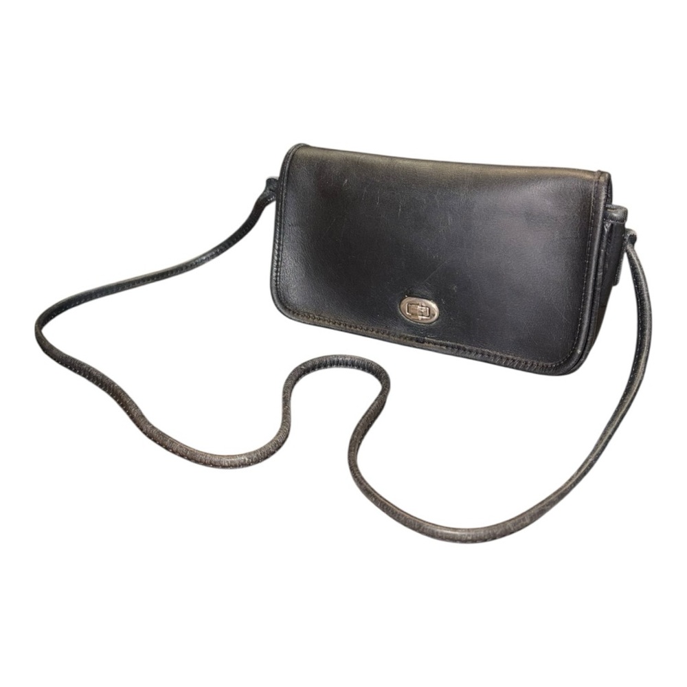 Mondo Vintage Leather shoulder/Crossbody Bag Black Minimalist 90 Flap Purse FB1